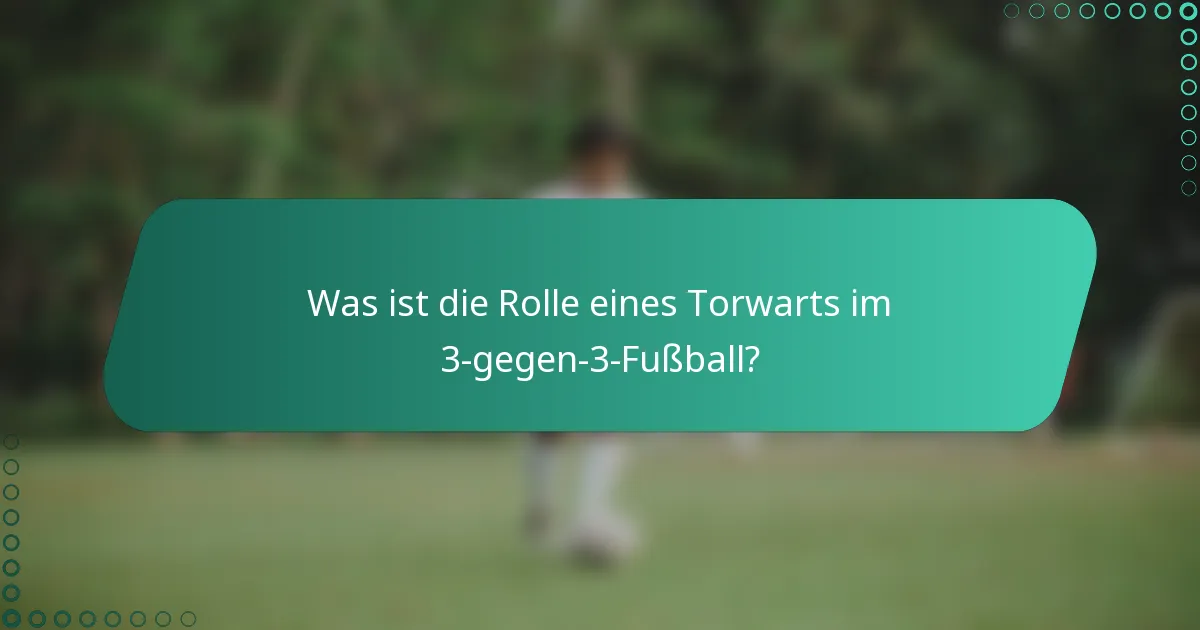 Was ist die Rolle eines Torwarts im 3-gegen-3-Fußball?