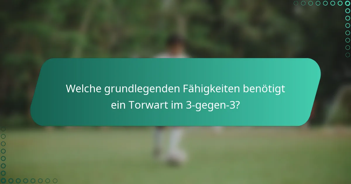 Welche grundlegenden Fähigkeiten benötigt ein Torwart im 3-gegen-3?